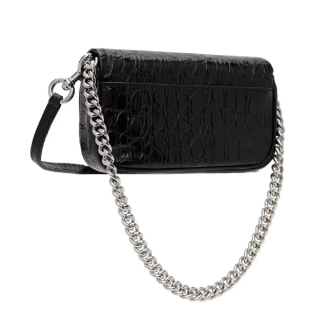 NWT! New Marc Jacobs J Marc Mini Shoulder Bag - Croc-embossed Leather Black 3way